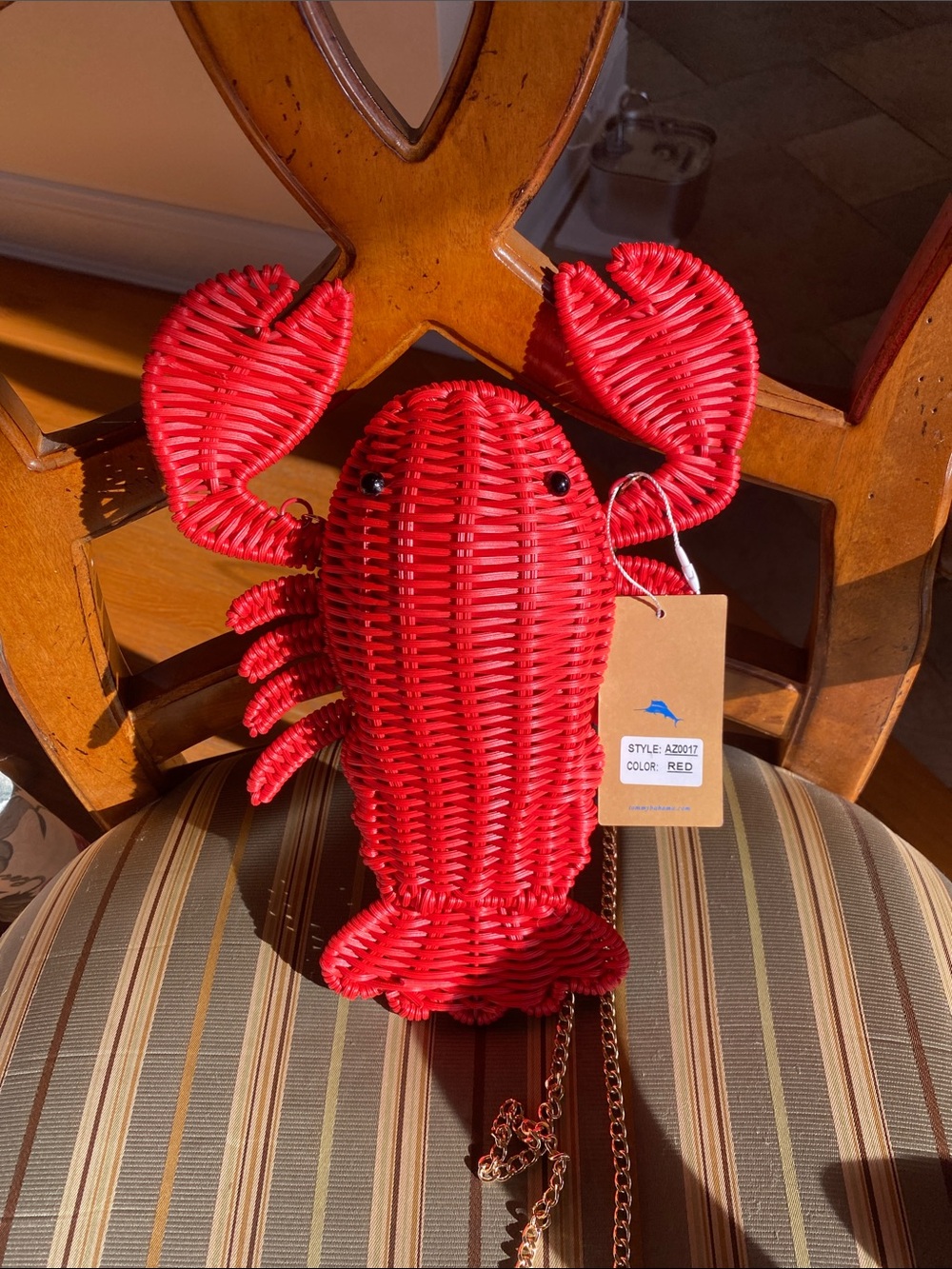 Tommy Bahama Red Woven Lobster Crossbody Bag